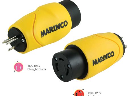 Marinco Straight Adapter 15Amp Straight Male to 30Amp Locking Female Connector [S15-30] Online now