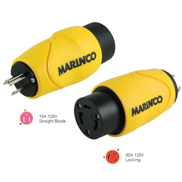 Marinco Straight Adapter 15Amp Straight Male to 30Amp Locking Female Connector [S15-30] Online now