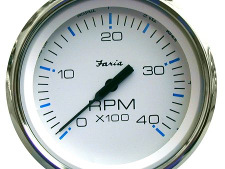 Faria Chesapeake White SS 4  Tachometer - 4000 RPM (Diesel)(Mechanical Takeoff  Var Ratio Alt) [33842] Online