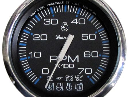 Faria Chesapeake Black SS 4  Tachometer w Systemcheck Indicator - 7000 RPM (Gas) f  Johnson   Evinrude Outboard) [33750] Supply