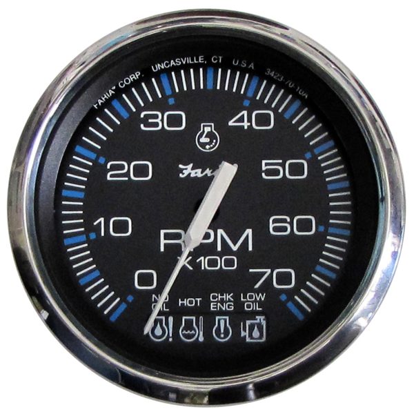 Faria Chesapeake Black SS 4  Tachometer w Systemcheck Indicator - 7000 RPM (Gas) f  Johnson   Evinrude Outboard) [33750] Supply