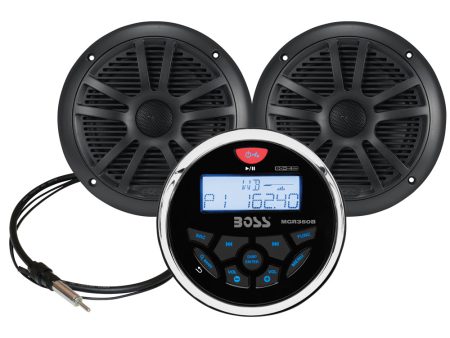 Boss Audio MCKGB350W.6 Marine Stereo  6.5  Speaker Kit - Black [MCKGB350B.6] Online now