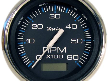 Faria Chesapeake Black 4  Tachometer w Hourmeter - 6000 RPM (Gas) (Inboard) [33732] For Cheap