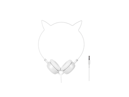 Cat Ear Wired Headphones Model：106(White) Online Sale