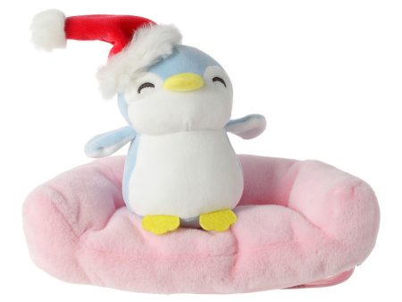 8.7in. Christmas Hat Penguin Couple Couch Plush Toy Online now